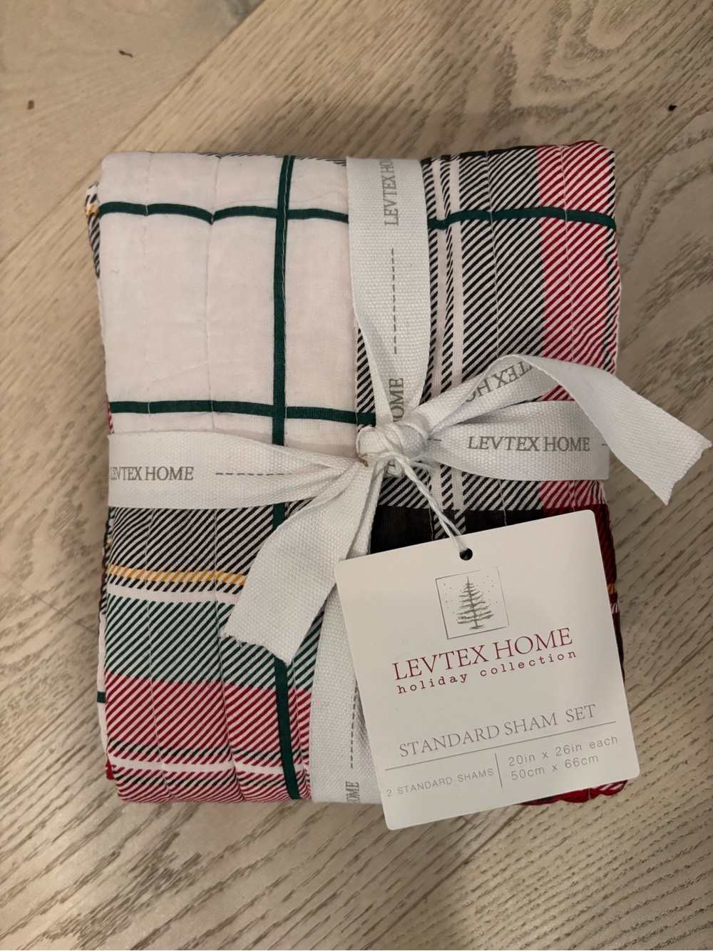 Levtex Home Plaid Holiday Sham Set in White, Red, Green, Black
